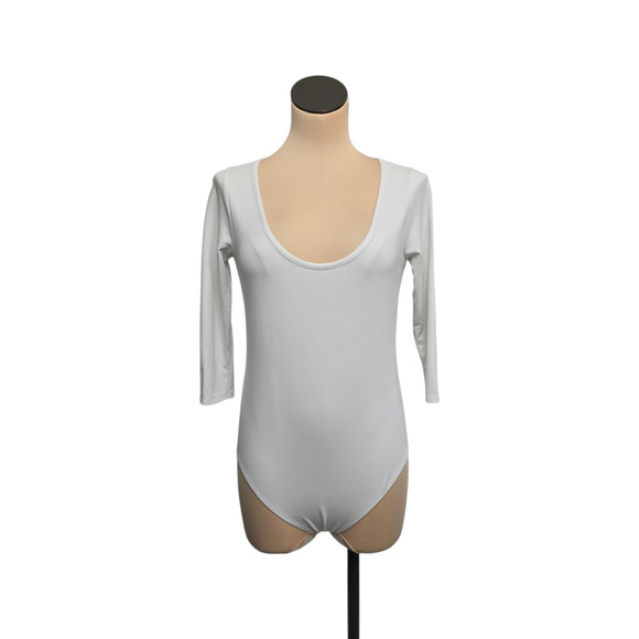Hatch Bodysuit Womens Large‎ White 3/4 Sleeve Stretch Maternity Scoop Neck - Picture 1 of 9